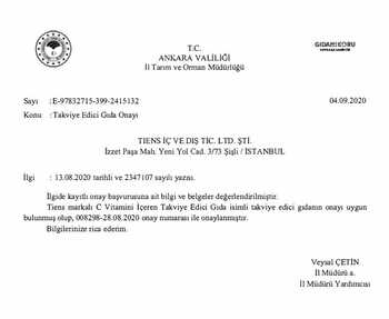 C Vitamini İçeren Takviye Edici Gıda