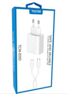 Charger + Data Cable Tcw-E01D Beyaz