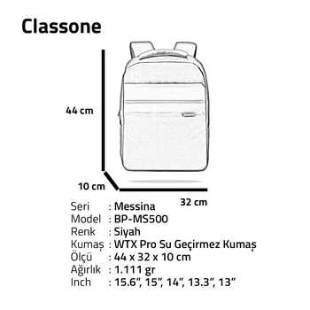 Messina 15.6 Laptop Sırt Çantas-Siyah
